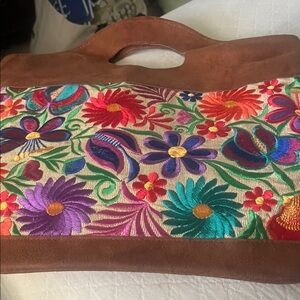 Colorful Floral Embroidered Handbag.  Never used